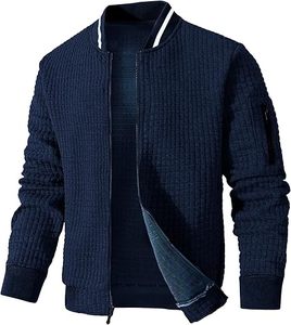 Chaqueta Bomber Varsity informal deportiva ligera para hombre, abrigo de tela de lona - Product Image 4