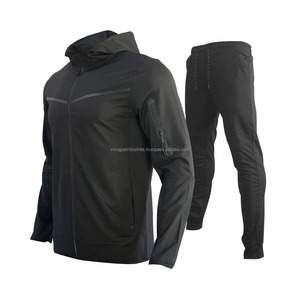 ชุดวอร์มซักกรดสีดำแบบกำหนดเองชุดวิ่งมีฮู้ด100% ลำลองสำหรับไปยิมมีเชือกผูกสำหรับฤดูหนาว - Product Image 1