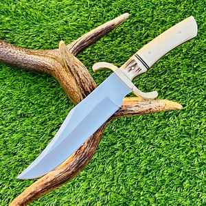 High Quality J2 Steel Hunting <b>Knife</b> Full Tang Clip Point Blade Customizable Leather Sheet OEM Deer Stag & Camel Bone for Hunting - Product Image 1