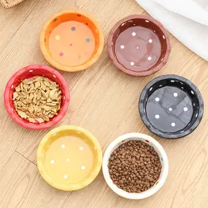 Single Ceramic Food Bowl with Round shape and Wave Border that Cat Food Container Custom Colorful