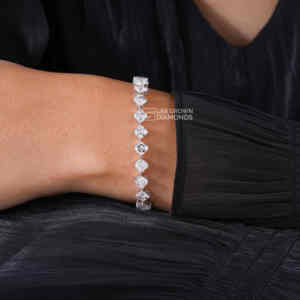 Pulsera de Cadena con Diamantes Cultivados en Laboratorio, Corte Esmeralda, 13.77 Quilates, Oro Blanco de 14K, para Mujer, Calidad VS EF, 9.35g, Joyería de Lujo - Product Image 2
