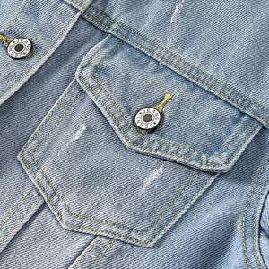 Ladyful Women's Vintage <b>Bride</b> Denim <b>Jacket</b> 100% Cotton 320g Medium Wash Windproof Breathable Regular Fit Pockets Solid - Product Image 3