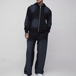 Survêtement pour homme en satin 100% polyester personnalisé pour l'hiver, streetwear, sweat-shirt ample, pantalon de survêtement, anti-froissement, anti-boulochage, hip-hop - Product Image 1