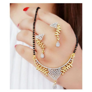 Ensemble de bijoux de mariée AD Gold Mangalsutra, cadeau de mariage, zircon, perle, diamant incrusté sur une bague en laiton plaqué or, bijoux fins - Product Image 1