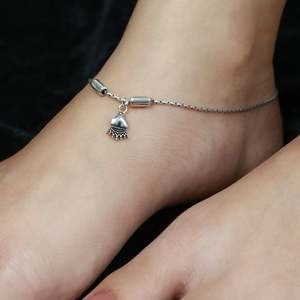 925 <b>Silver</b> <b>Anklet</b> with Heart Pattern Nazakat Freshwater Pearl Diamond Christian Religious Butterfly Bell Design for Party Gift - Product Image 2