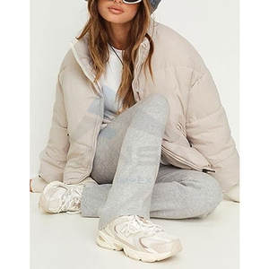 Oversized Puffer <b>Jacket</b> <b>Women</b> Oversized Cropped Puffer <b>Jacket</b> Quilted Puffy <b>Winter</b> Coat <b>Warm</b> Fashion Outerwear Beige - Product Image 5