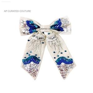 Designer Handmade <b>Women</b> and Children Hair Bow Multi-Color Embroidered Beaded <b>Headband</b> for Summer Vacation Fashion - Product Image 1