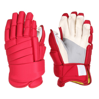 Gants de hockey sur glace en cuir PU anti-collision personnalisables à doigts entiers, fermeture auto-agrippante, couleurs personnalisées, service OEM pour le hockey sur glace