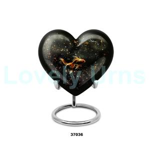 Venta caliente hermosa urna de cremación de corazón de pez dorado para adultos para cenizas humanas urna grande decorativa con soporte y bolsa de terciopelo gratis - Product Image 5