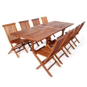 Wooden Garden <b>Table</b> Set Dark Brown Color <b>with</b> <b>Folding</b> <b>Chair</b> - Product Image 1