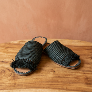 Exclusive Handcrafted Breathable Raffia Open Toe for with Genuine <b>Leather</b> Midsole - Product Image 5