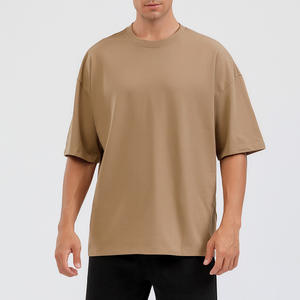 เสื้อยืดผ้าฝ้าย100% สำหรับผู้ชายเสื้อยืดโอเวอร์ไซซ์สะพายไหล่ขนาดใหญ่หรูหราโลโก้ที่กำหนดเองได้ desgin boxy BLANK - Product Image 4