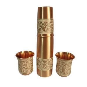 Botella de Agua de Cobre Puro Hecha a Mano de Primera Calidad, Diseño Martillado con Diamantes, para Yoga y Fitness, con Tapa de Rosca, Ecológica y Ideal para Regalo - Product Image 6