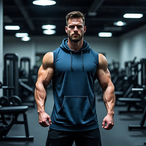 Color sólido Gimnasio Fitness Sudadera con capucha sin mangas Correr Jogging Singlet Hood Hombres Culturismo Sudaderas con capucha sin mangas Hombre - Product Image 3