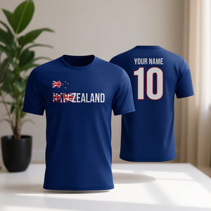 Set di Maglie da Calcio Ispirate alla Nuova Zelanda per Tifosi Blu Navy con Nome e Numero Personalizzati - Product Image 3