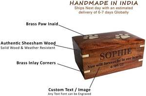 Rosewood <b>Pet</b> Urn <b>for</b> Dog Ashes Personalized Wooden Urn <b>for</b> Ashes <b>Memorial</b> Keepsake Funeral Cremation Urn <b>Box</b>(X-Small:5"x3"x 2") - Product Image 2