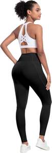 Lot de 6 pantalons de yoga doux à taille haute pour femmes Leggings d'entraînement avec logo de contrôle du ventre sur le devant Motif solide avec poches pratiques - Product Image 5