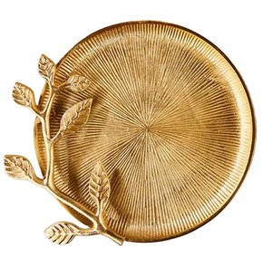 Plateau décoratif en métal doré de haute qualité à feuilles superposées avec un design moderne et luxueux, artisanat en métal pour la maison et les restaurants - Product Image 3