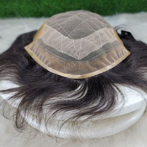 Peluca de tupé Octágono de pelo Remy europeo para hombres, textura recta, cierre Frontal de encaje, rizado, recto y ondulado - Product Image 2
