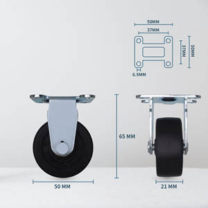 Rigid TPR <b>Swivel</b> Wheels Caster in 2Inch Steel Plate Light Duty for Furniture and Shelving - Product Image 2