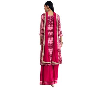 Rosa Leheriya Zardosi lavoro Kurta Palazzo tuta all'ingrosso donna abbigliamento etnico OEM fabbrica fornitore di abbigliamento alla rinfusa abbigliamento personalizzato - Product Image 4