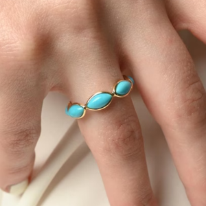 ที่ดีที่สุดคุณภาพธรรมชาติเทอร์ควอยซ์แหวน 18 พันสีเหลืองทอง Marquise เครื่องประดับงานแต่งงานเดือนธันวาคม Birthstone เครื่องประดับที่ไม่ซ้ํากันอินเทรนด์ - Product Image 4