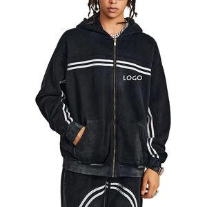 Sudadera con capucha personalizada de alta calidad serigrafiada logotipo personalizado lavado a la piedra 100% algodón ropa informal de hombre de primavera unisex de gran tamaño - Product Image 4