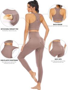 Conjunto deportivo personalizable de 2 piezas sin costuras espalda básica U gimnasio Yoga sujetador y mallas ropa activa para mujer Fitness Yoga gimnasio entrenamiento - Product Image 4