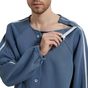 Camiseta de algodón con cierre de cremallera para rehabilitación, para después del hospital, con broches laterales para batas de paciente - Product Image 5