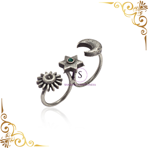 Anillos Ajustables Hechos a Mano en India, Estilo Bohemio, Plata Oxidada Antigua, Joyería de Moda para Mujeres y Niñas, para Fiestas - Product Image 5