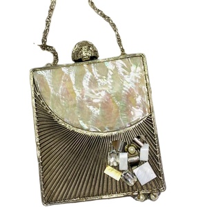 Handcrafted Designer Brass Mother of Pearl <b>Clutch</b> Purse Exclusive Evening <b>Bags</b> <b>for</b> Bridal <b>Weddings</b> and Parties - Product Image 1