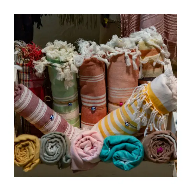 Custom Printed Fouta Towel Eco Friendly Cotton Hammam Towel Beach Towel With Tassel for wholesale .....