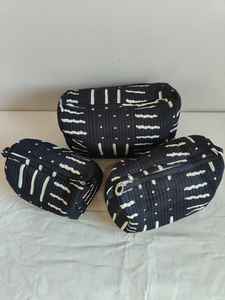 Set Of 3 Cotton Quilted <b>Makeup</b> Bag & <b>Organizer</b> Cotton Toiletry <b>Case</b> Travel Bag Printed <b>Makeup</b> Bag Toiletries <b>Organizer</b> Bag - Product Image 2