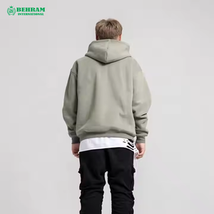 Sweats à capuche surdimensionnés personnalisés de couleur unie lourde 80% coton 20% polyester lavé à l'acide avec cordon de serrage - Product Image 4