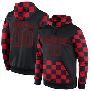 Direct Industry Wholesale 3D Embroidered Custom Stitched Black Black-<b>Red</b> Sports Pullover <b>Sweatshirt</b> Hoodie - Product Image 1