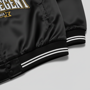 Chaqueta Bomber de Satén Extra Grande con Cuello Alto Estilo Vintage Personalizada, 100% Seda Ecológica Unisex para Invierno - Product Image 6