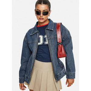 Nouveau design de la collection d'hiver Veste en jean lavée pour femmes, jupe à franges en patchwork, veste chaude en coton traitée à la teinture - Product Image 1