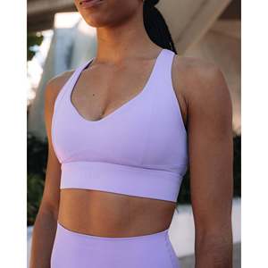 Soutien-gorge de sport Sculpt Yoga - Imprimé Ray Violet, Coton Léger, Grande Taille, Vêtements de Sport - Product Image 1