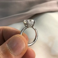 Bague de fiançailles et de mariage vintage en argent sterling 925 avec moissanite taille coussin, sertie à griffes, certifiée par un tiers, bijoux de luxe
