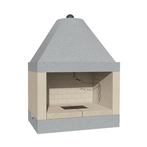 Chimenea de Leña Prefabricada de Estilo Abierto con Material Refractario QR100REF y Diseño de Pared Esquinera - Product Image 1