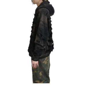 Sweat à capuche en coton épais pour hommes pull polaire impression hiver chaud solide avant Streetwear surdimensionné à capuche hiver - Product Image 3