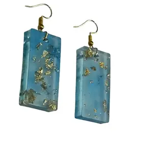 Hot Custom Cute Resin Earrings Stainless Steel square Shape Flower Earrings and customized size cheap price