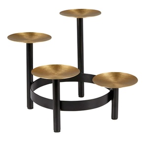 Soporte de vela de Metal inspirado en estilo moderno, tapa dorada, acabado negro, atractivo portavelas decorativo de mesa de Navidad para el hogar - Product Image 1