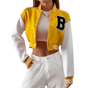 2025 Otoño Invierno mujer Varsity chaqueta Crop Fitness hecho a medida Chenille Patchwork bordado mujeres Letterman Varsity chaquetas - Product Image 1