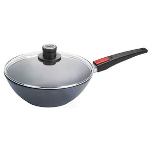 Wok Diamond Lite de Aluminio Antiadherente de 30 cm con 1 Asa y Tapa de Vidrio, Color Gris Hierro Fundido WLL11030DPIL de Woll para Woks - Product Image 1