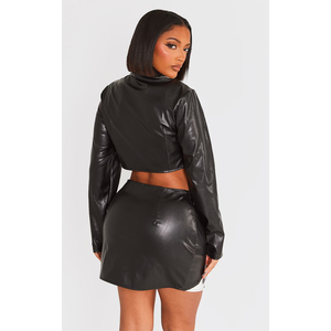 Veste en cuir cloutée de motard pour femmes douces avec épaules et col Matériau de haute qualité 100% Veste en cuir clouté véritable - Product Image 5