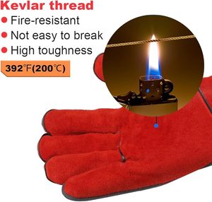 2025 Gants de barbecue et de soudage en cuir robuste Gants de sécurité résistants au feu - Product Image 2