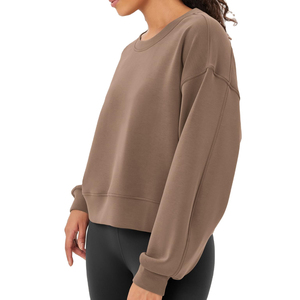 Venta al por mayor de moda vintage casual Sudadera de cuello redondo deporte algodón poliéster manga larga sudadera mujeres precio barato - Product Image 3