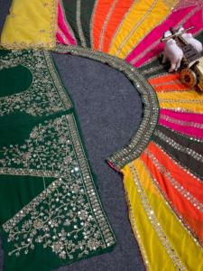 Lehenga Choli élégant ethnique pour adultes à la mode indien pakistanais vrai miroir broderie travail Cancan toile Patta pour l'été - Product Image 4