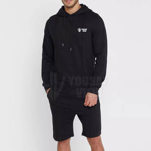 Pull-over à capuche en molleton de coton personnalisé pour hommes et ensemble de shorts d'été décontractés grande taille style hiver uni - Product Image 1